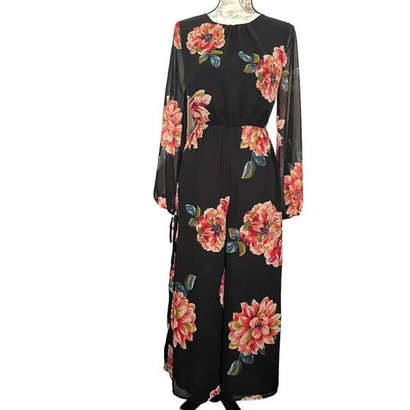 ASOS Floral Open Back Wide-Leg Jumpsuit Multicolor Lightweight Boho - Picture 2 of 13